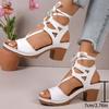 Summer new high-heeled sandals thick straps open-toed sandals large size fashion women's sandals