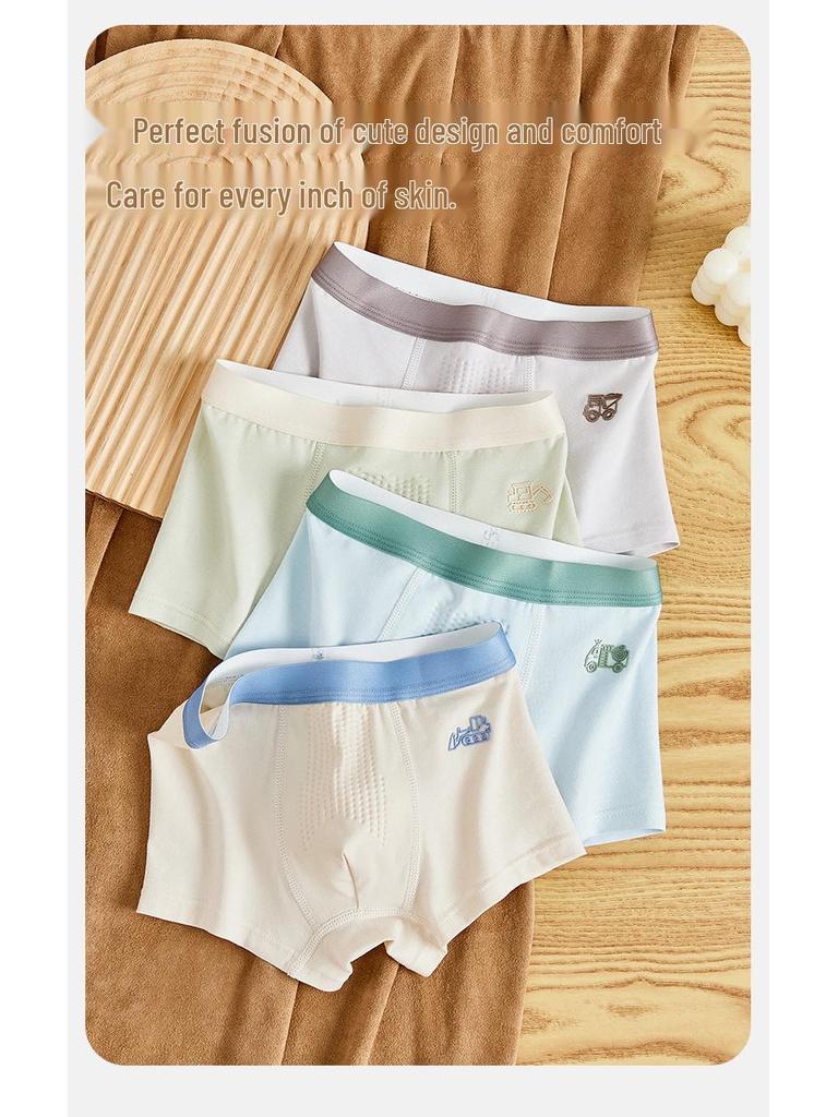 Boys' A-Class Pure Cotton Boxer Briefs - No Wedgies, Medium & Large Sizes for Growing Kids