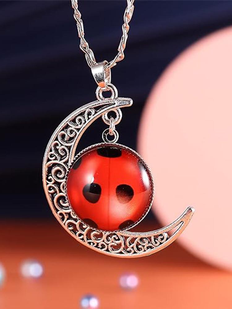 1 Set Cute Red Ladybug Necklace, Bracelet & Earrings Set For Women