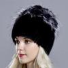 Natural Mink Fur Hat Women Winter Fox Fur Floral Skulls Furry Warm Cap Fashionable Fluffy Genuine Real Fur Girls Knitted Caps