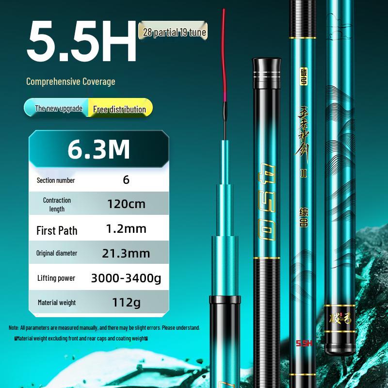 Ultra Light & Hard Carbon Fishing Rod 28/19 Tune Taiwanese Big Fish Gear - Divine Sword Series by Bow King