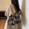 Lazy Retro Plaid Canvas Bag Bag Women's Large Capacity Shoulder Messenger Bag Casual Commuter Tote Bag