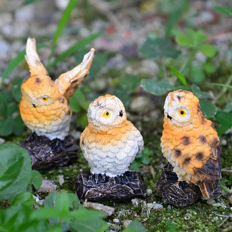 Mini Owl Branch Garden Ornaments Resin Crafts Fairy Garden Dollhouse  Moss Micro Landscape Bonsai Decorative DIY