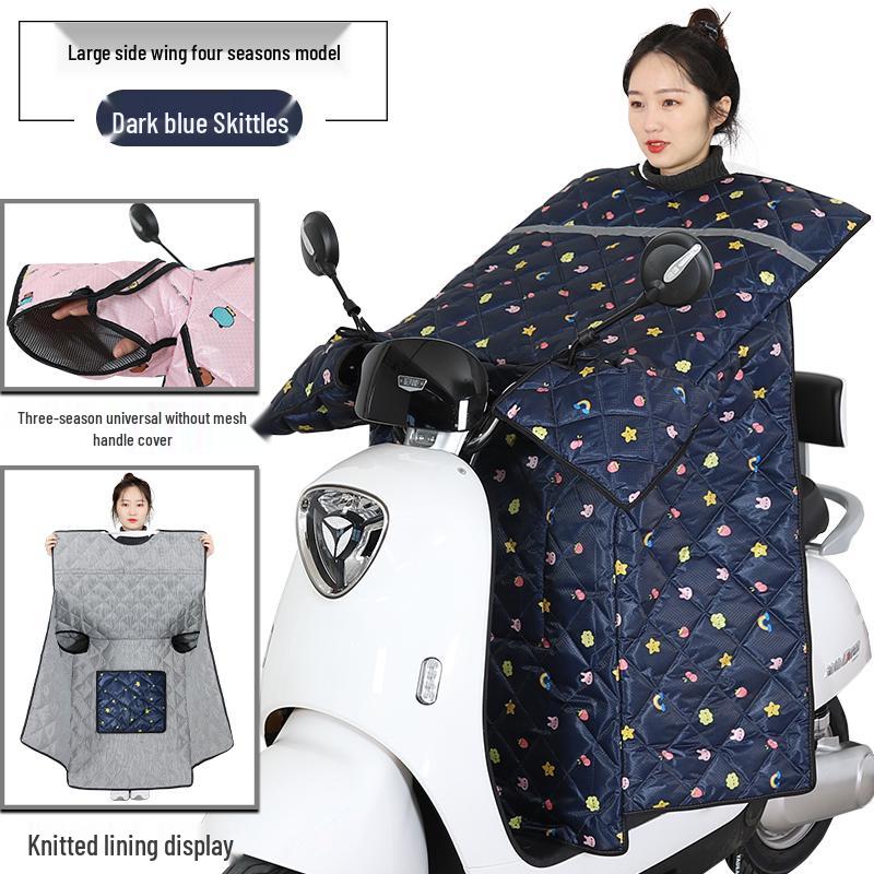 Windschutzscheibe für Elektrofahrrad: Sommer-Sonnenschutz, Sonnenschutzmittel, Winddicht, Doppelseitige wasserdichte Steppdecke für Frühling & Herbst.