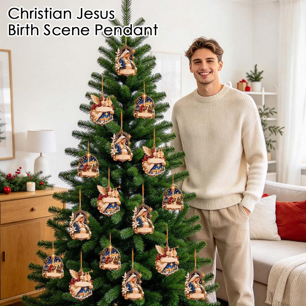 Scene Hanging Ornament, 2D Flat Christmas Tree Decoration for Holiday Home Decor