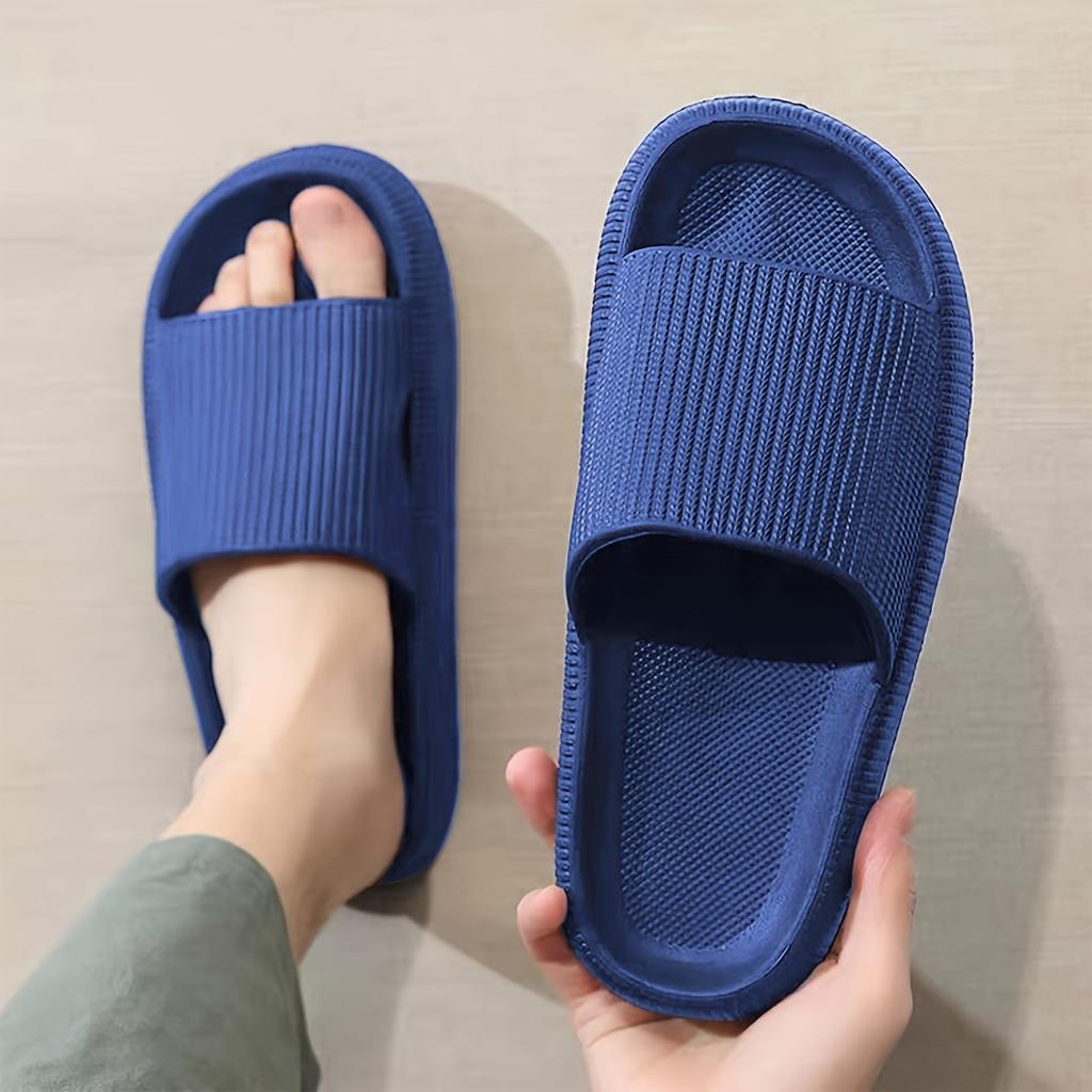 Mens Thick Bottom Eva Indoor Home Slide Shoes Slip-Resistant Suitable For Outside Wear Plush Comfort Home Slide Shoes For Men
