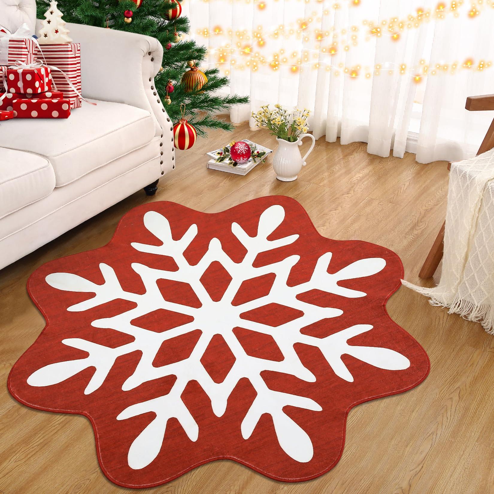 

Christmas Snowflake-shaped Carpet - Durable and Washable for Living Room Floor Mat, Bedroom Side Rug, Home Decoration 60x60cm 24x24inch
