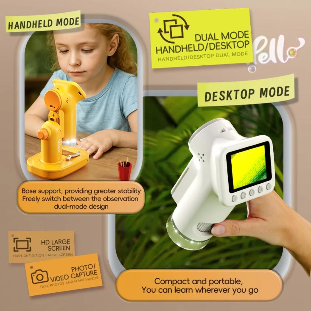 1600X Handheld Microscope 2 Inch Screen Children Magnifier Lens Mini Portable Electronic Microscopes Support Camera Photoes P02