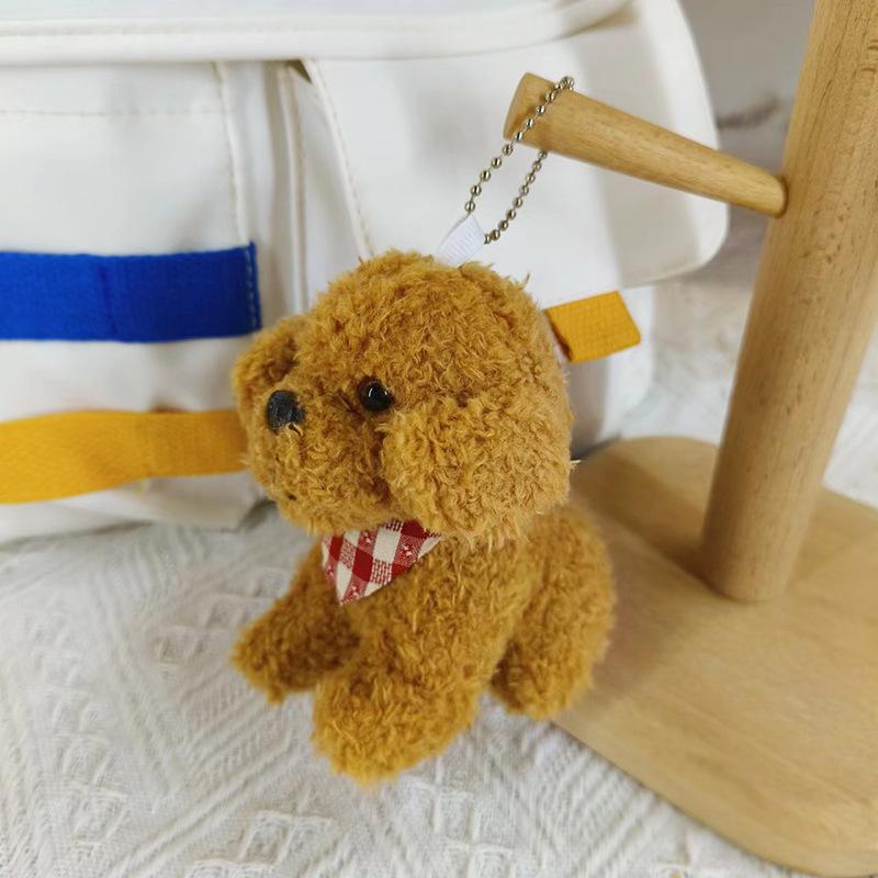 Teddy Dog Plush Keychain Ornament - Small Dog Figure for Backpacks Approximately 12 cm