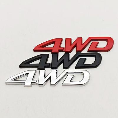 1Pcs 3D Chrome Black Metal Car Letters Logo 4WD Car Fender Side Rear Trunk Emblem Badge Sticker Decals Auto Accessories