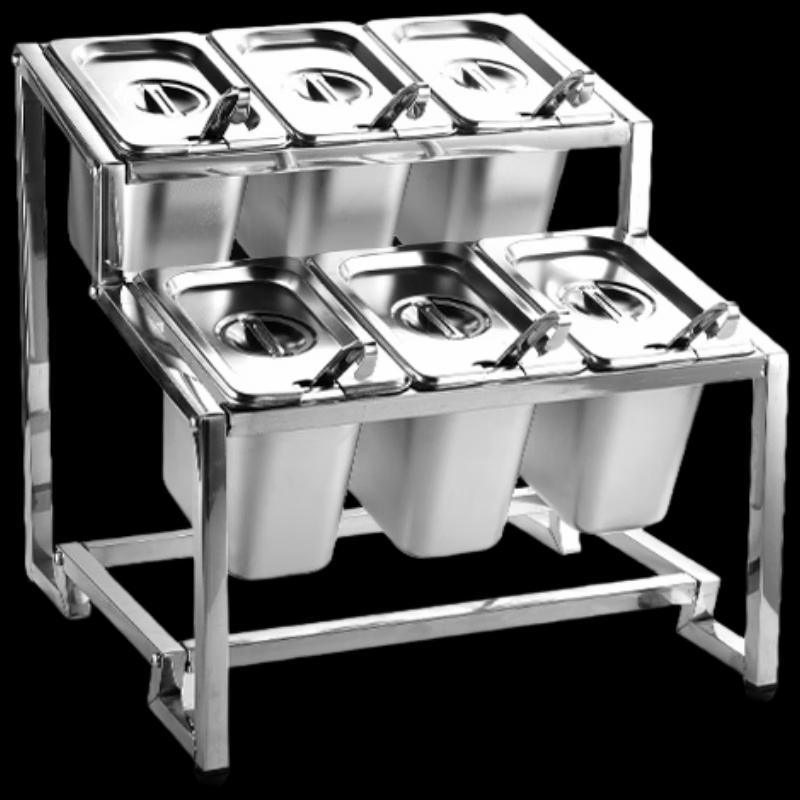 Коммерческая стойка из нержавеющей стали для приправ и ингредиентов с лотками