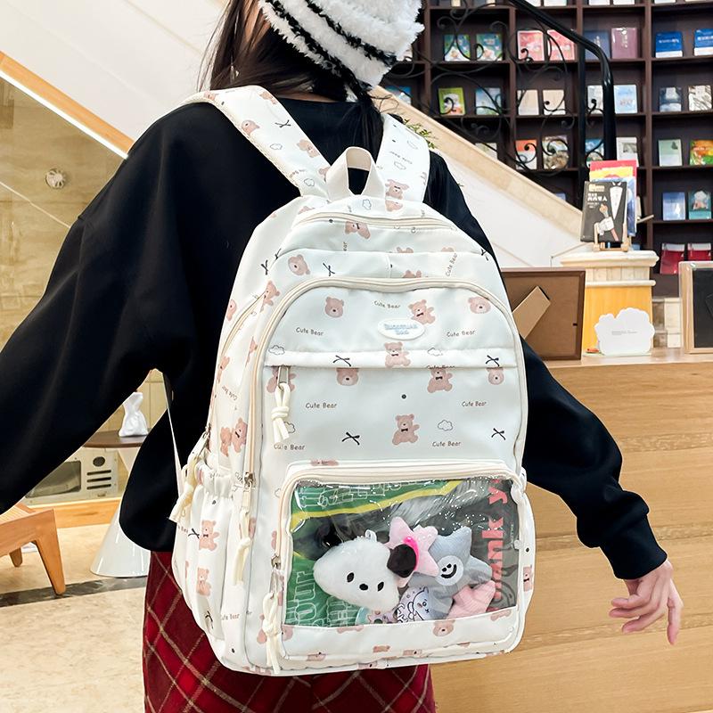 Schoolbag cute pain bag bear schoolbag girl large capacity Japanese small fresh junior high school high value cartoon backpack