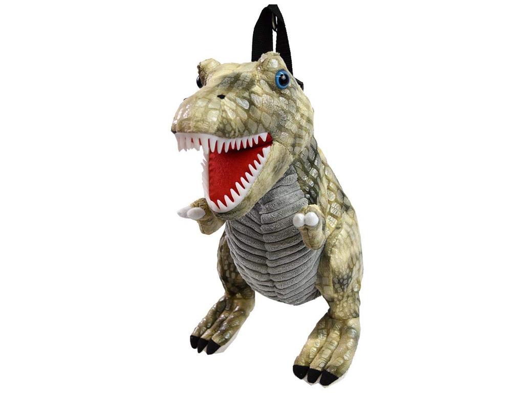 Dinosaur Backpack featuring a Tyrannosaurus, Triceratops, and Unicorn (50139BR). Unique and fun character plush toys perfect for travel, walks,