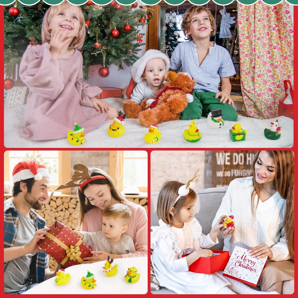 24/48 Stuks Kerst Rubberen Eendjes Grootverpakking Speelgoed Sets Feestelijke Rubberen Eendjes Voor Jeep Ducking, Kerstfeest Bedankjes Decoraties