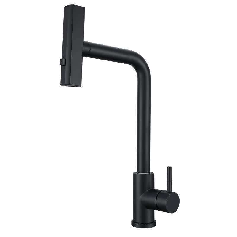 Handun Black & Gold Pull-Out Kitchen Faucet
