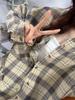 American Retro Plaid Women's Shirt Jacket: Loose, Layered Long Sleeve Top for Couples - Spring/Fall