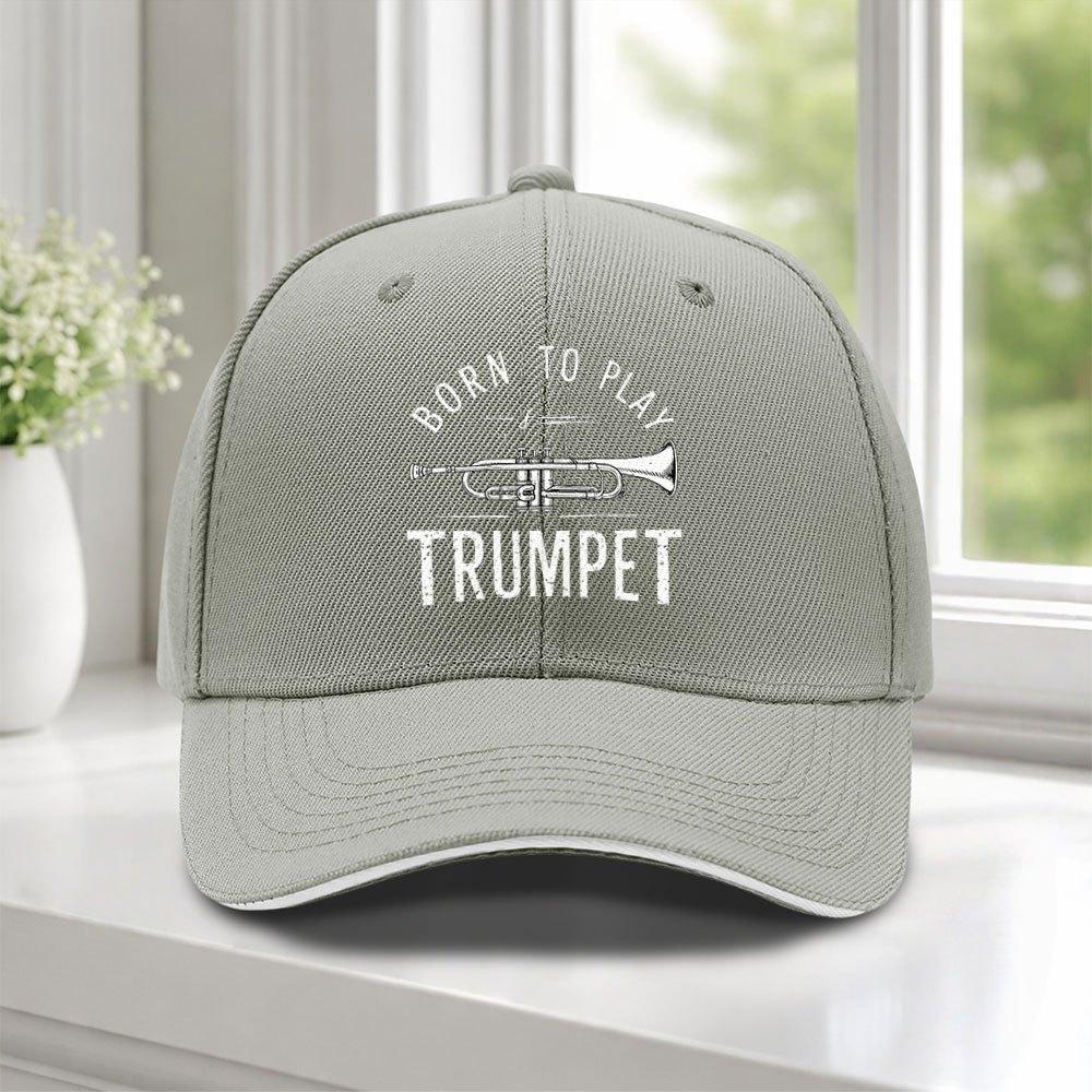 pc BORN TO PLAY Trumpet Sandwich Cap Adjustable Baseball Cap Suitable for Weddings Parties Music Festivals Bachelorette Part