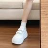 Velcro Big Head Platform Bread Shoes for Women 2025 Autumn New College Style Sports Leisure Height Increase White Shoes for Women