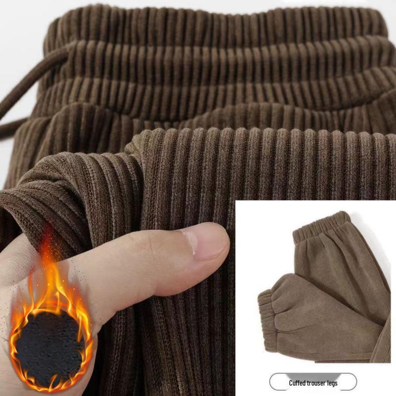 Heavyweight Gray Chenille Wide-Leg Casual Pants for Men and Women