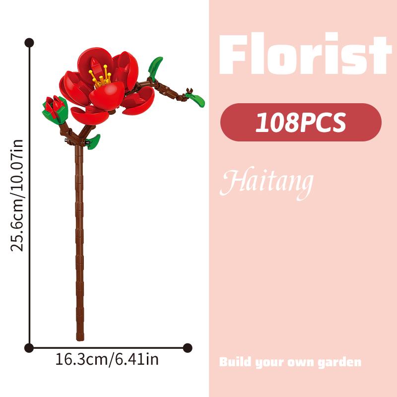 Romantic Eternal Block Flower Bundle Children's Assembly Puzzle Toys Nature Flower Bundle Girl Gifts Festival Gift Toys