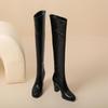 Krazing Pot Microfiber Round Toe High Heels Over-the-knee Boots Size 46 Size 45 Slip On Plus Size Women Over-the-knee Boots