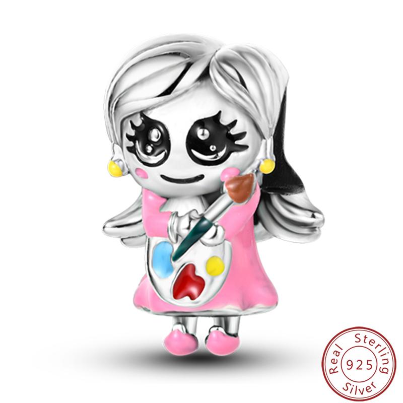 Character Series 925 Silver Sports Cooking Cute Boys And Girls Charms Beads 3mm DIY Fine Jewelry Making