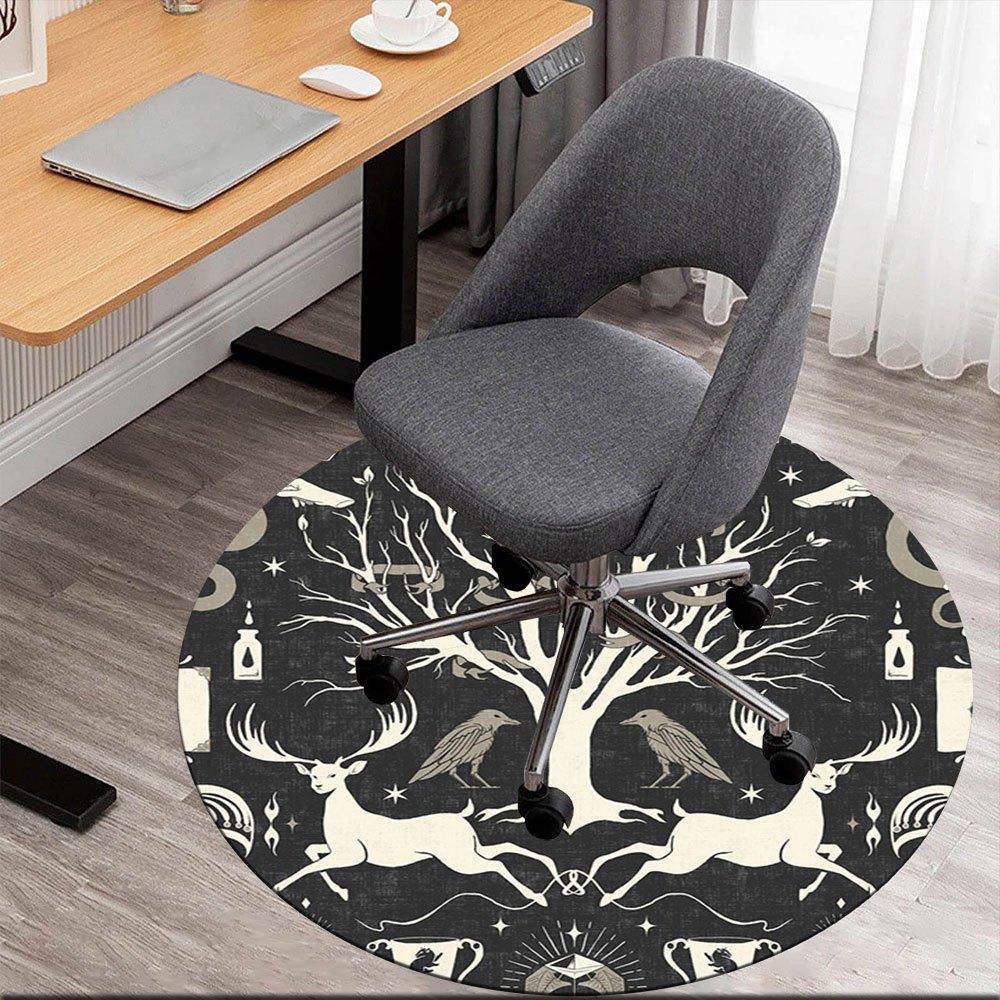

Enchanted Forest: Mystical Tree, Deer, and Raven Circular Wall ArtRound Non-Slip chair mat chair carpet for office Rugs for Office Decor Gift For Vale 80cm by 80cm