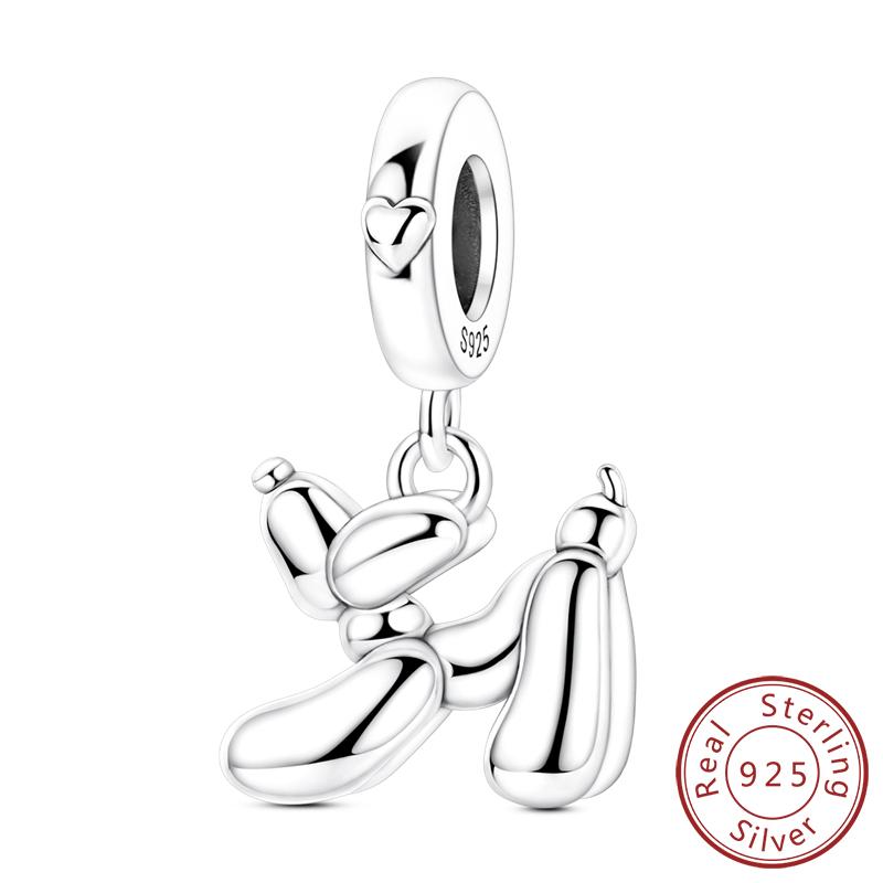 925 Silver Teddy Poodle Dog Cat Charms Beads Pendant Universal Buckle Fit Bracelet DIY Jewelry Gift