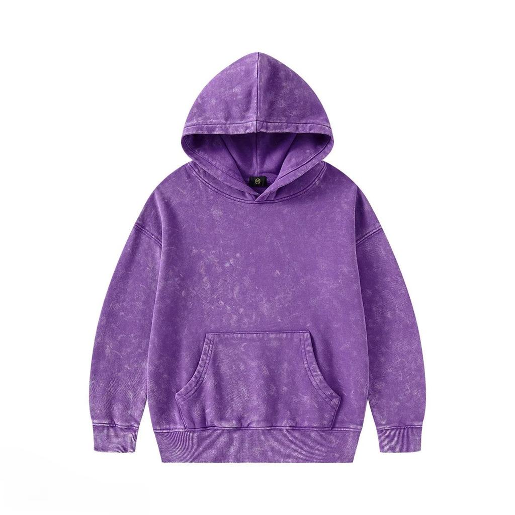 Children's Streetwear Trendy Cool 350G Terry Cotton Vintage Zipper Hoodies Boys Girls Casual Sport Tops Outerwear Kids Clothes