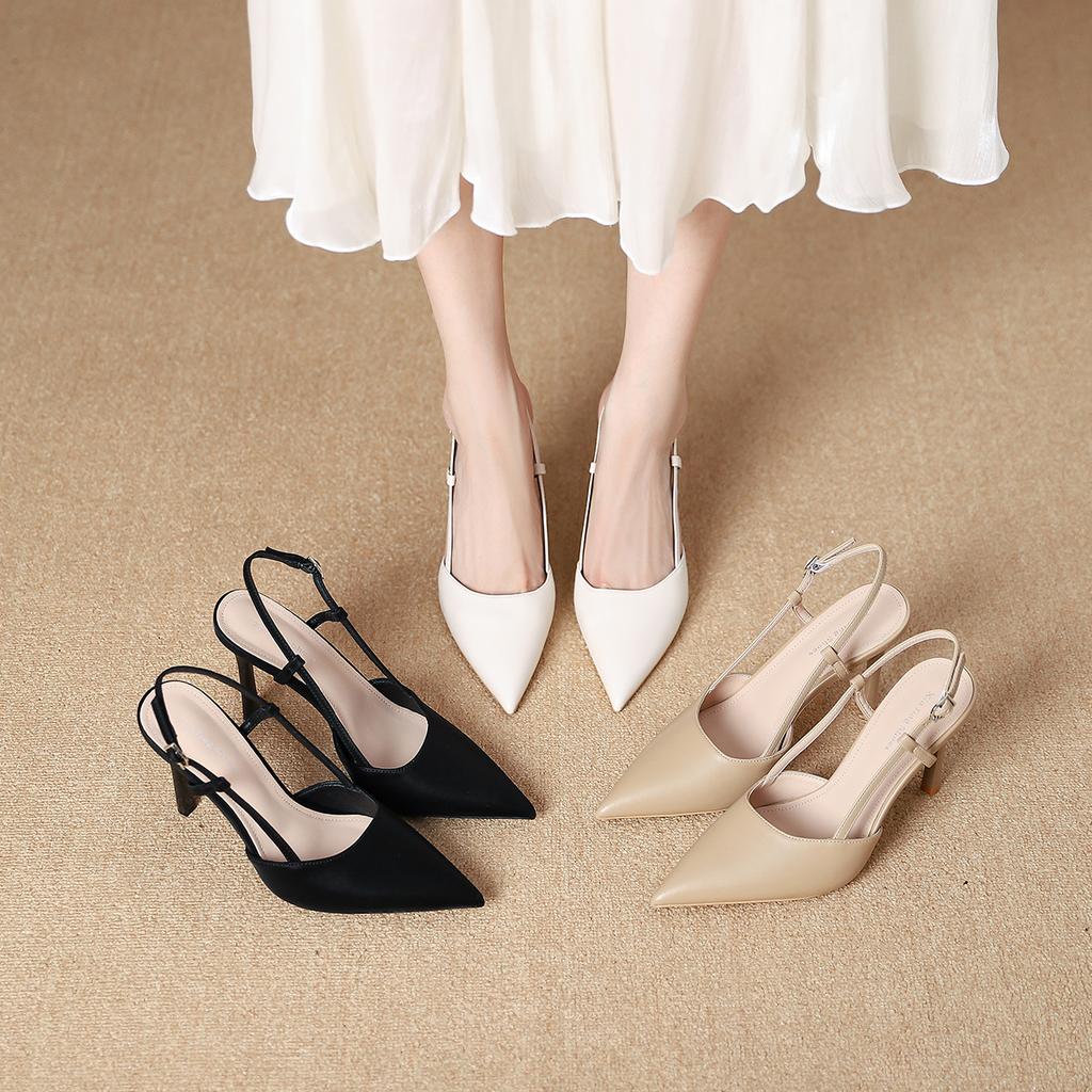 2199-7 European and American Fashion Women Pointed High-heeled Sandals Spring and Summer New Bag Head Empty Stiletto Sandals Women's Shoes