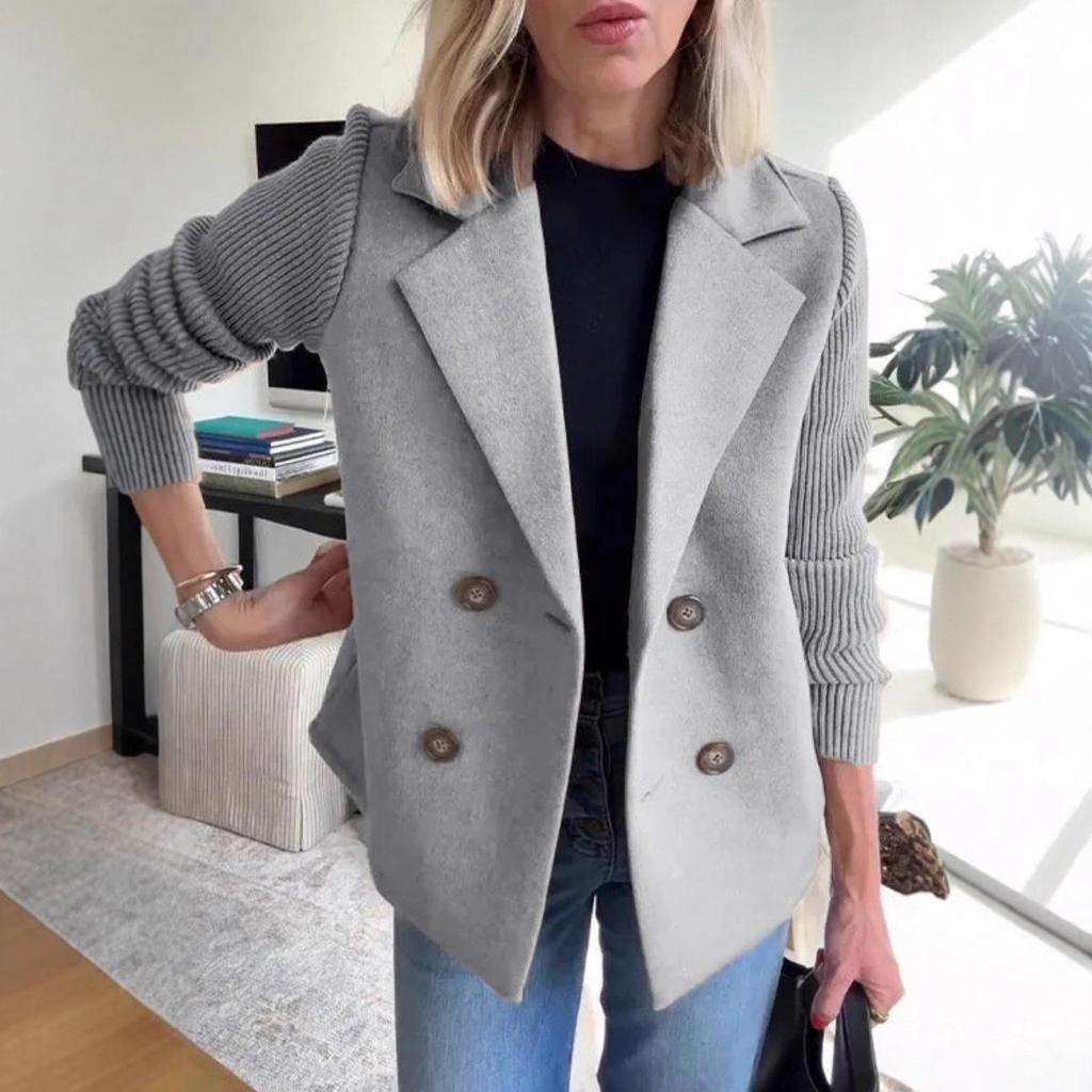 2025 Podzim/Zima Dvouřadý Vlněný Ležérní Kabát s Límcem se Zářezem