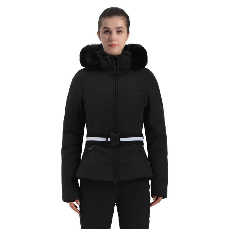 Slim Fit Ski Jacket for Women Outdoor Winter Warm Snow Coat with Fur Hood Women's Waterproof Breathable Insulated Windproof Skiing Snowboard Jackets