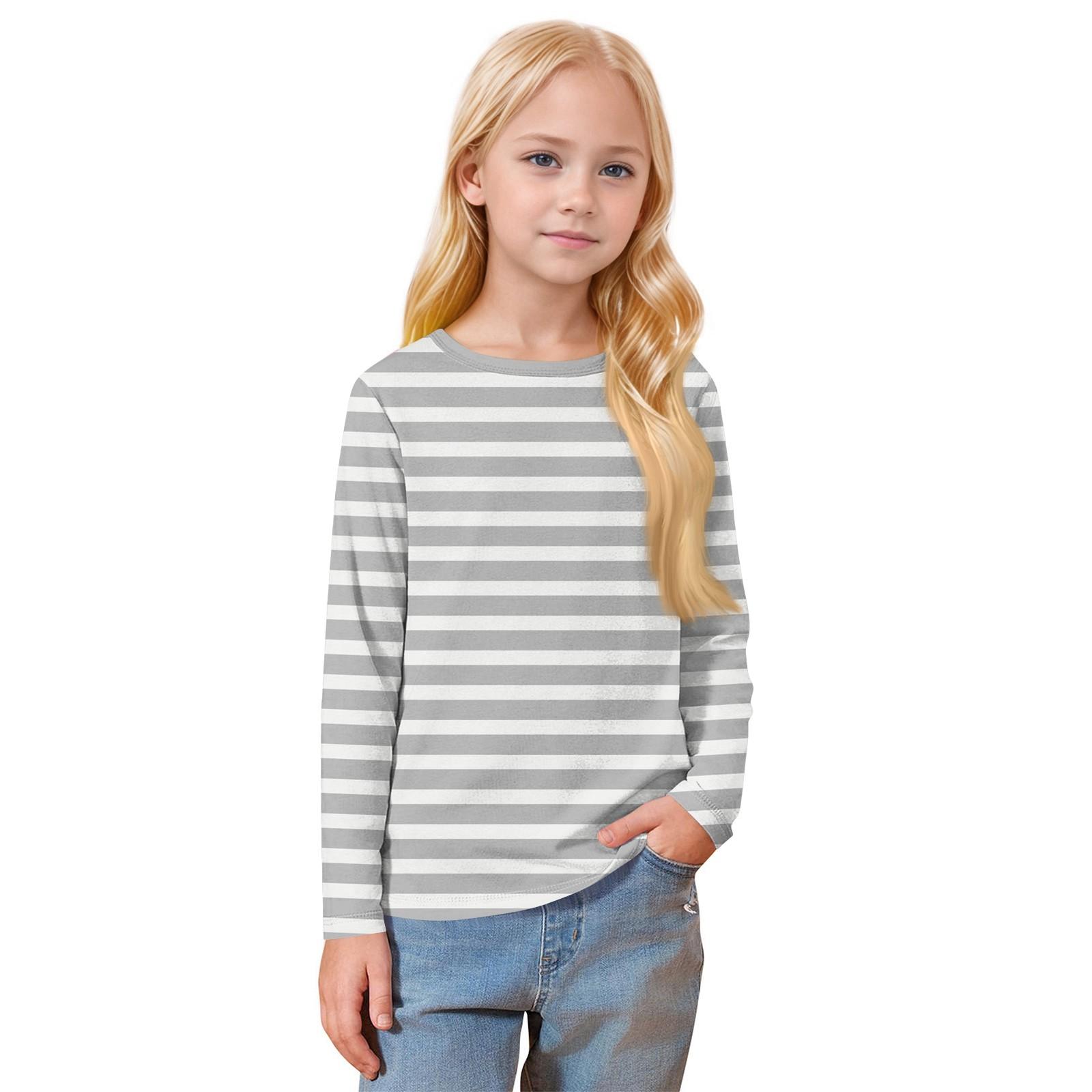 

Дитяча повсякденна футболка з довгим рукавом і круглим вирізом з принтом 150 світло-сірий колір