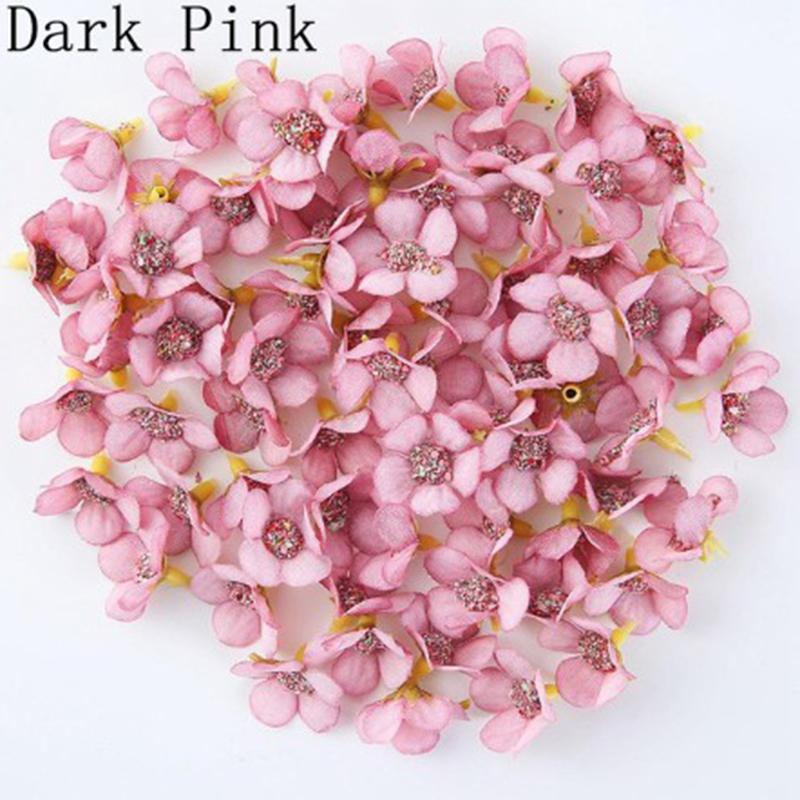 100Pcs 2.5Cm Silk Cloth Wedding Flower Heads Diy Manual Simulation Material For Dress Wreath Decoration Creative Flower Buds