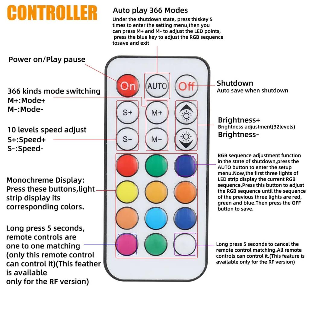 1 ÎN 1 30CM Symphony RGB Neon Decor Ambient Bici Lumină Telecomandă Catarg Antenă Bici pentru UTV Vehicul Off-Road ATV Camion