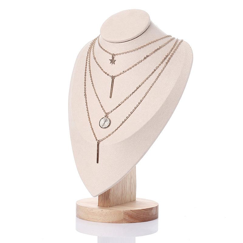 High-end Solid Wood Heart-shaped Necklace Pendant Display Stand Necklace Jewelry Display Window Counter Jewelry Display Props