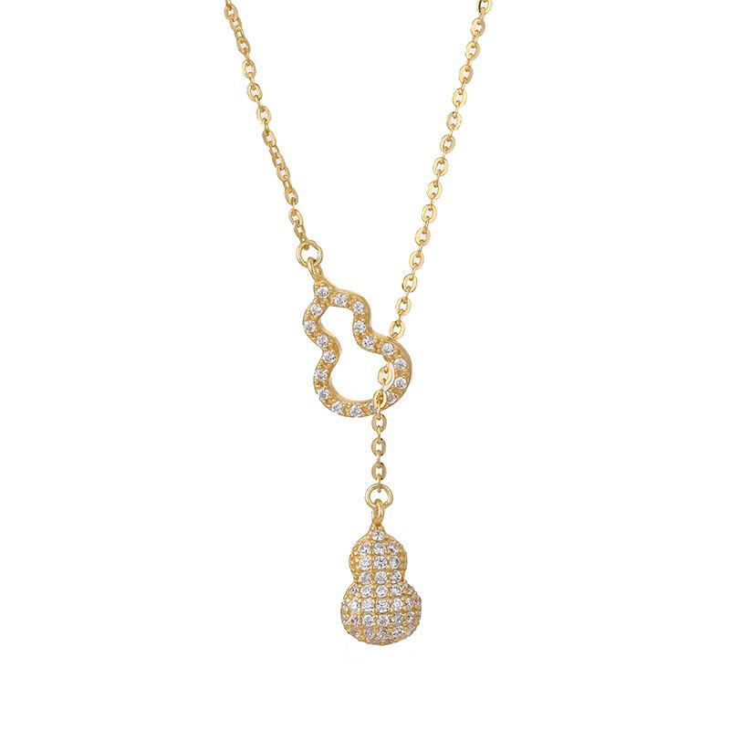 Luxury European & American Qilin Gourd Necklace - Women's High-End Diamond Pendant