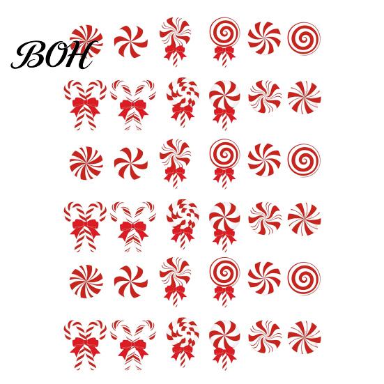 Indoor Holiday Party Wall Decorations 12/24/36 Pcs Candy Christmas Tree Decorations, Lollipop Picks for Tree, Red Country Style Fireplace Hanging