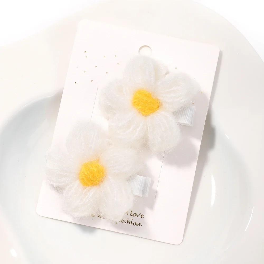 Liebliche Haarspangen Wollstrick Blume Haarnadel Niedliche Baby Mädchen Hübscher Kopfschmuck Handgefertigt Häkeln Kleine Pusteblume Haaraccessoires