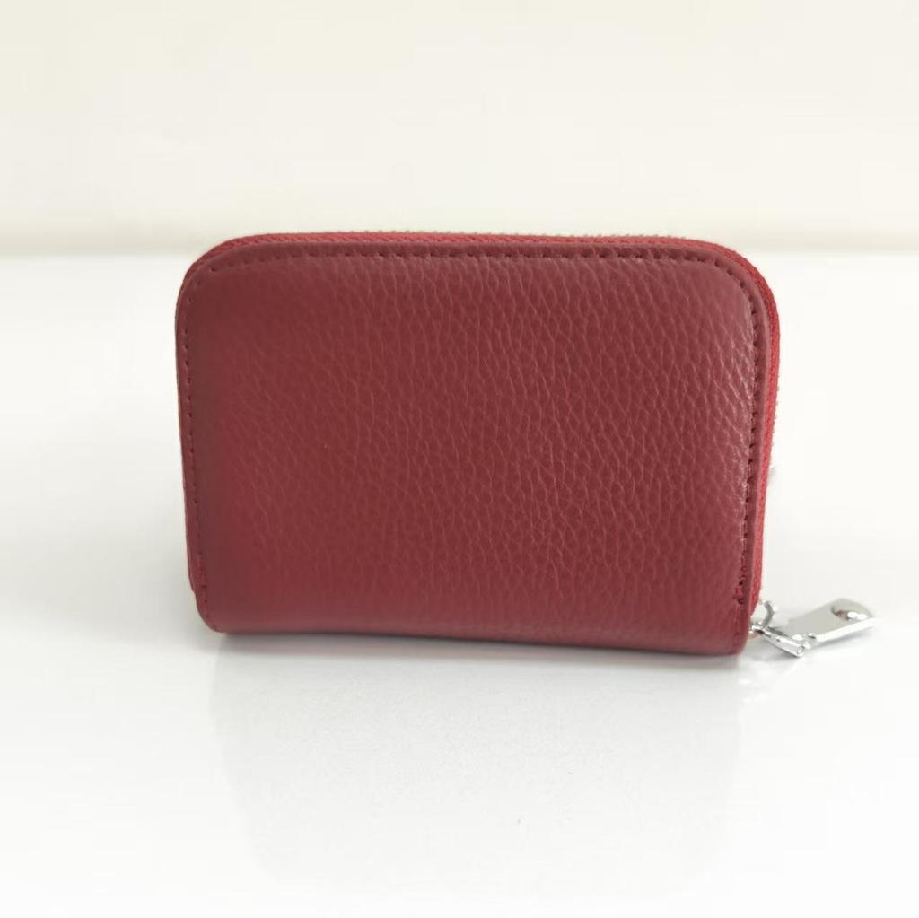 Best-Selling Women's Cowhide Zipper Accordion Card Holder with Multi-Card Slots
