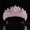 Diadema Principessa Rosa Cristallo per Sposa Barocca Copricapo Festa Matrimonio Corone