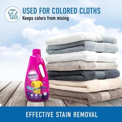 Amazon Brand - Presto! Colobleach 1L | Detergent Add-On Liquid | Effective Stain Remover | Brightens Colored Clothes