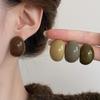 Chunky Resin Semi-Circle Earrings Exquisite Vintage Geometric Ellipse Studs Hypoallergenic for Wedding Guest Outfit Female Jewelry