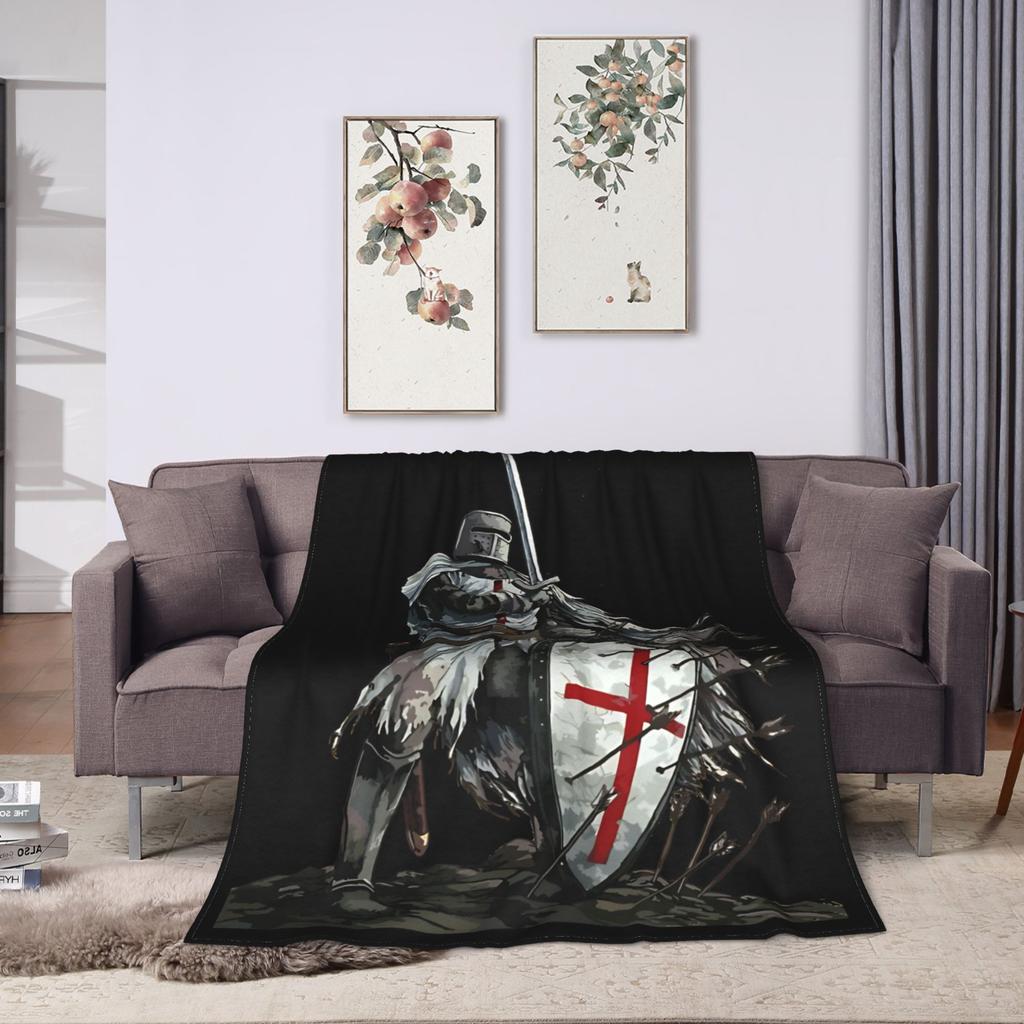 Soft Blanket Knights Templar Armor Helmet Emblem Throw Blanket  Flannel Bedspread For Couch Chair Sofa Bed Sofa Bed Cover