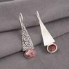 Natürlicher schwarzer Rhodonit Edelstein 925 Sterlingsilber Handgefertigte Ohrringe 1,9" EE-165-25