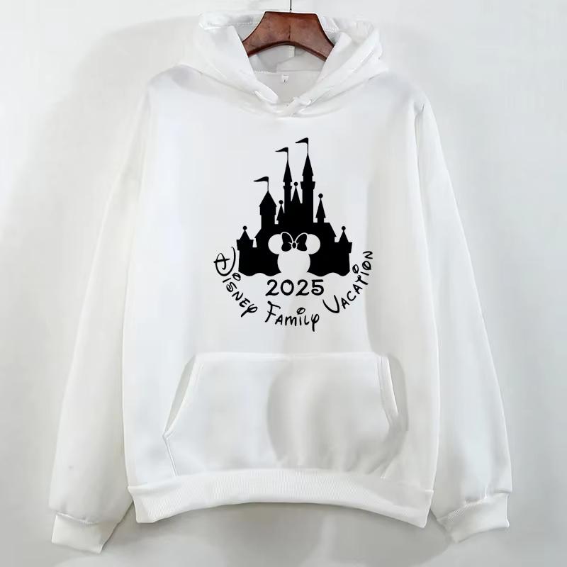 Disney 2025 Trip Printed Hoodies Fashion Female Casual Clothing Long Sleeve White Pullover Kawaii Cartoon Graphic Sweatshirt