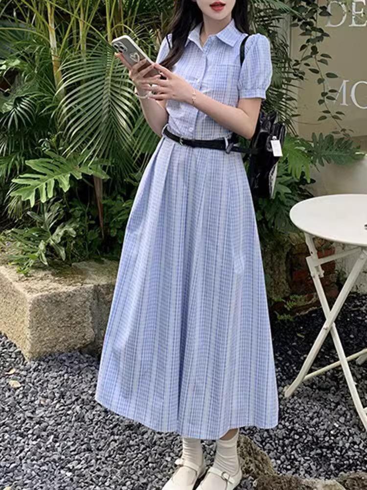 (original Practice + Belt) French Temperament Shirt Long Skirt New Women's Summer Feeling Is Popular This Year