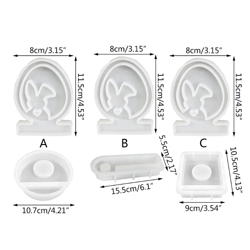 Easter Rabbit Silicone Moulds Eggs Rabbit Candle Holder Epoxy Resin Casting Moulds for Candle Holder DIY Home Decoration
