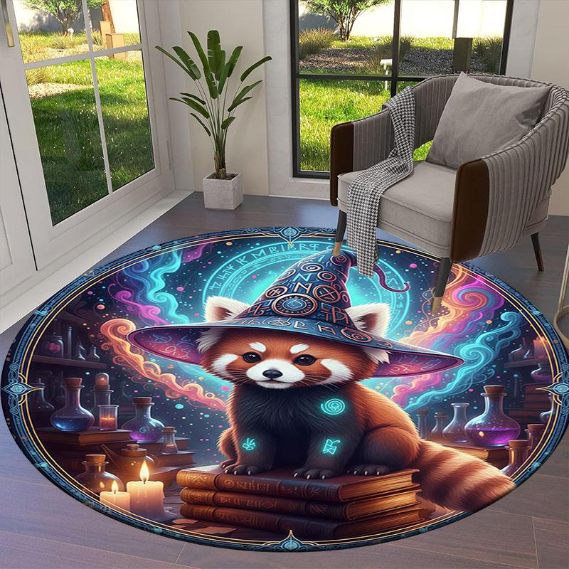 Magical and cute animalsRound Area Rug,Carpet Rug for Living Room Bedroom Sofa Playroom Decor,Non-slip Floor Mat