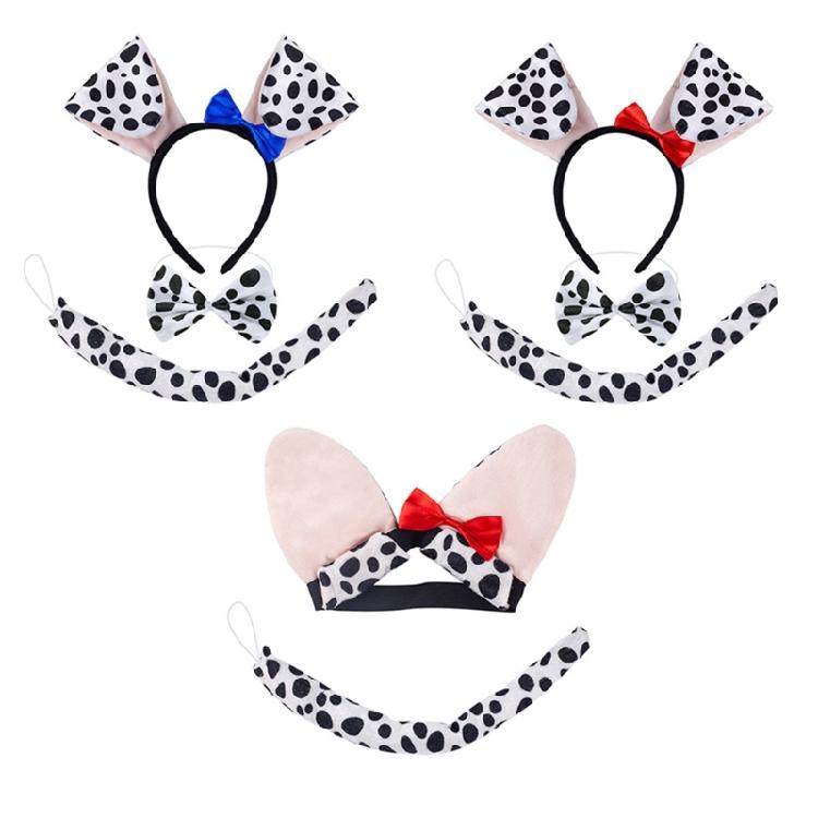 Dogs Hair Hoop Set Plush Tail Dogs Lovely Dogs Ears Headband Mesh Skirt Gloves Animals Dogs Cosplay Set for Halloween